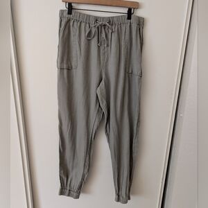 C&C California Womens XL Gray Brown Linen Pants Joggers Vacation Resortwear